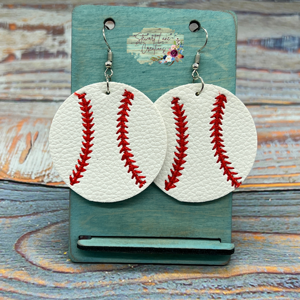 Leather Baseball Earrings