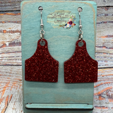 Glitter Cow Tag Earrings