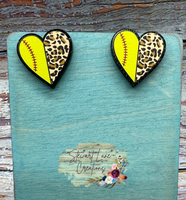 Sport Leopard Heart Earrings