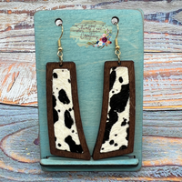 Cowhide Wood Earrings