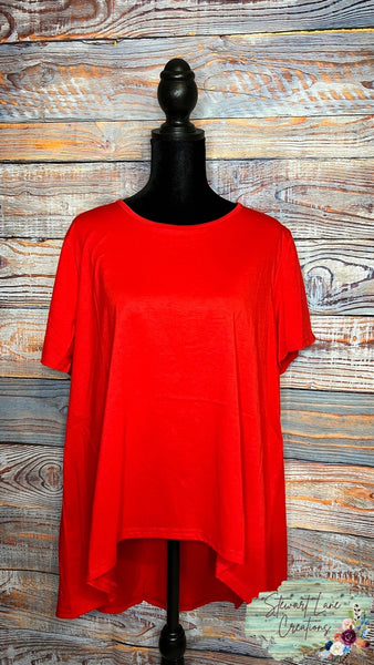 Essential Red Top with High Low Bottom