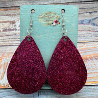 Magenta Glitter Dangle Earrings