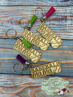 Wooden Baseball Mama Keychain