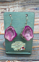 Magenta Geode Earrings