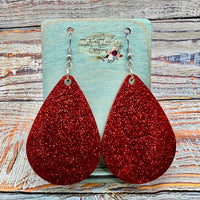 Red Glitter Dangle Earrings