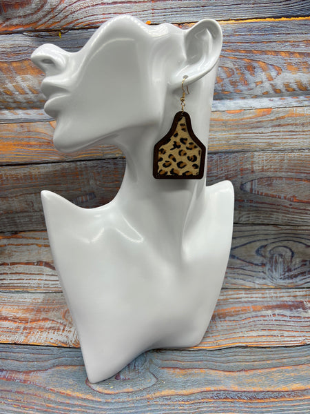 Leopard Print Ear Tag Dangle Earrings