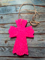 Neon Pink Cross Car Freshie