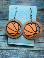 Basketball in Hoop Dangle Earrings