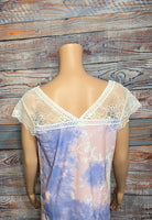 Tie Dye and Lace Short Sleeve Top