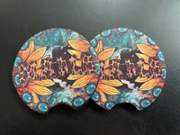 Sunflower Leopard Mama Car Coasters