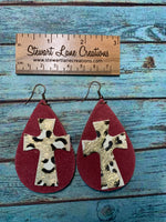 Leopard Cross Leather Earrings