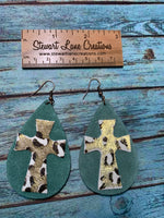 Leopard Cross Leather Earrings