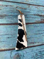 Cow Print Gold Bar Earrings