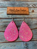 Pink Glitter Teardrop Earrings