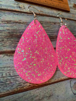 Pink Glitter Teardrop Earrings