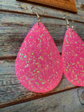 Pink Glitter Teardrop Earrings