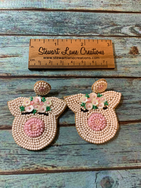 Pig Beaded Earrings