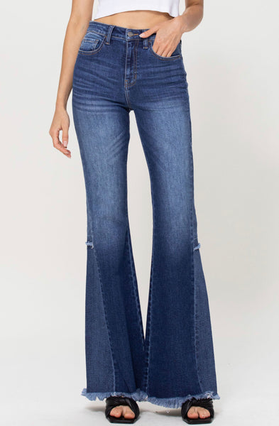 High Rise Flare with Side Panel Denim Pants