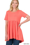 Short Sleeve with Waist Shirring Top