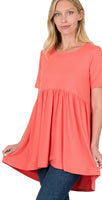 Short Sleeve with Waist Shirring Top