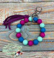 Silicone Bead Keyring With Tassel