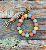 Silicone Bead Keyring With Tassel