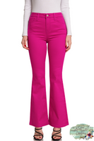 High Rise Boot Cut Magenta Colored Denim