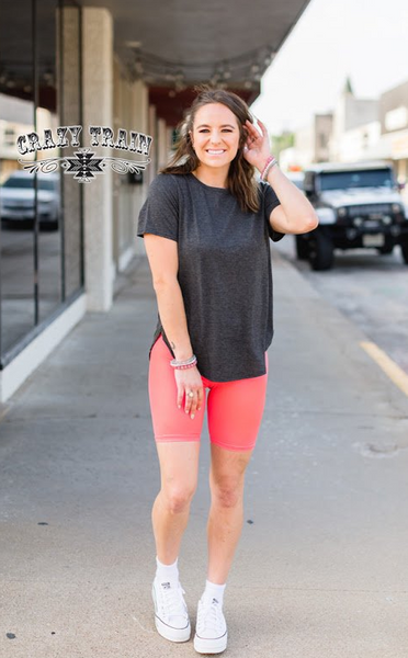 Biker Babe Shorts- Neon Coral