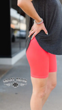 Biker Babe Shorts- Neon Coral