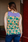 Gold Flower Cactus V Neck Tank Top