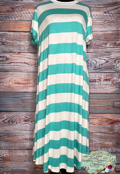 Deep Mint Striped Dress