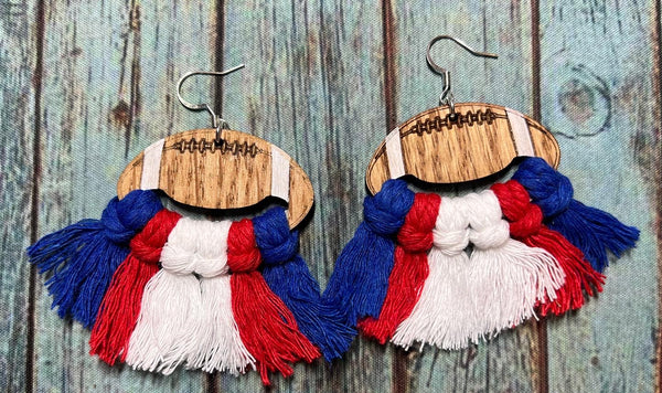 Red, White, and Blue Football Spirit Earrings