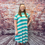 Deep Mint Striped Dress