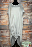 Blue Grey V-Neck Short Sleeve Maxi Dress