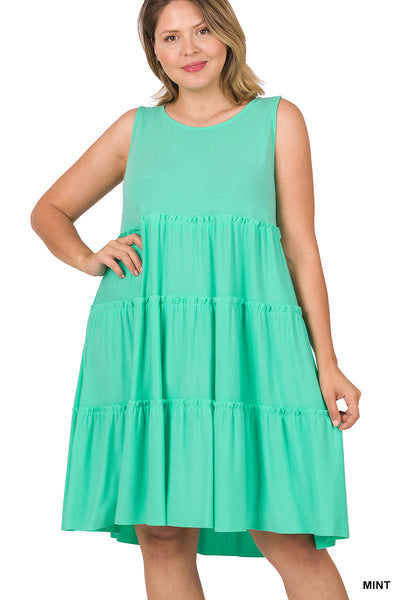 Mint Sleeveless Tiered Dress