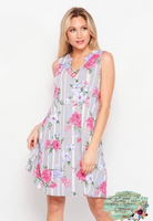 Honeyme Floral Striped Dress