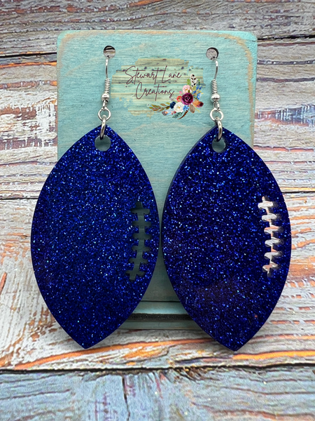 Glitter Football Dangle Earrings