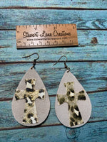 Leopard Cross Leather Earrings