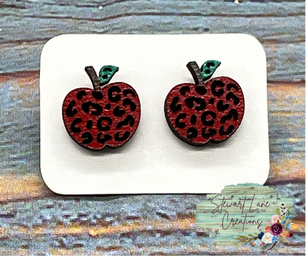 Leopard Apple Stud Earrings