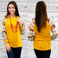 Aztec Print Long Sleeve Top