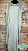 Blue Grey V-Neck Short Sleeve Maxi Dress