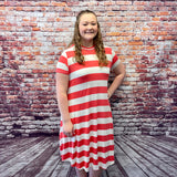 Bright Coral Striped Dress