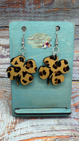 Leopard Clover Dangle Earrings