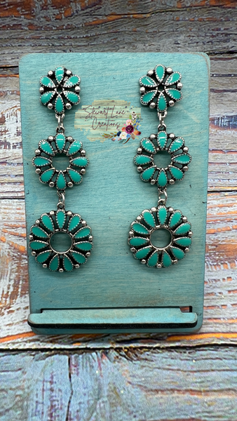 Triple Turquoise Flower Earrings