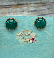 Teal and Copper Stud Earrings